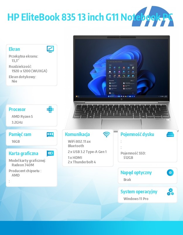 baselinker-1756548042.jpg Notebook EliteBook 835 G11 Ryzen 5 8540U 512GB/16GB/W11Pro/13.3 9G0X8ET