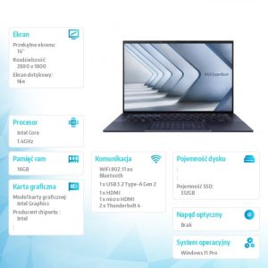 Notebook ExpertBook B9 B9403CVAR-KM0896X - 5 120U/16GB/512GB/14 WQXGA OLED/Win 11 PRO/3YRS