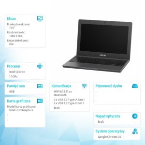 Notebook Chromebook CB1100CKA-GJ0415 - Celeron N5100/8GB/64GB/11.6 cali/ChromeOS/5Y