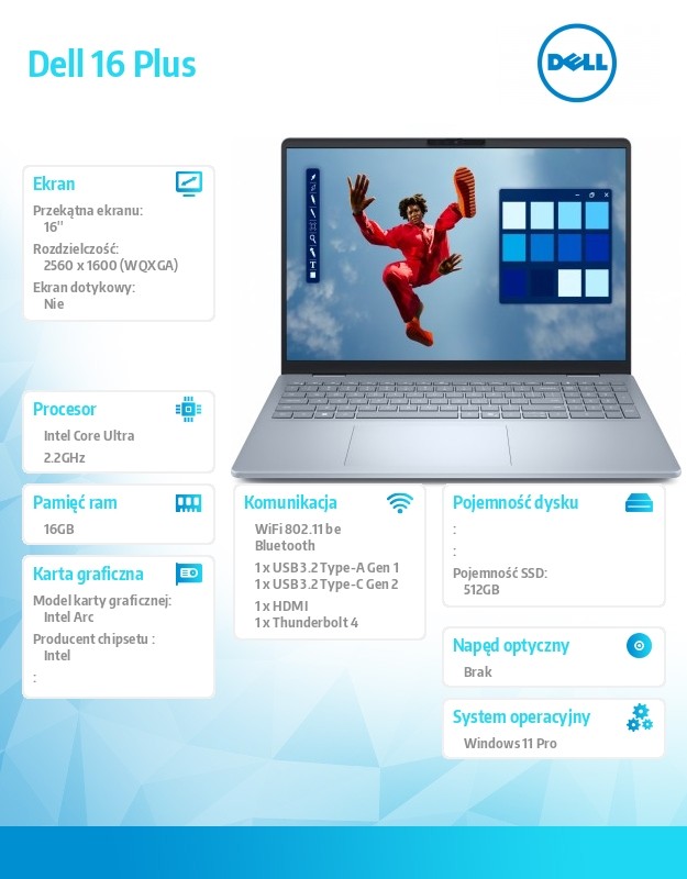 baselinker-1756548650.jpg Notebook Dell 16 Plus DB16250 Win11Pro Ultra 7 256V/16GB/512GB SSD/16.0 2.5K/Arc/FgrPr/WLAN + BT/Backlit Kb/4 Cell/3Y ProSupport
