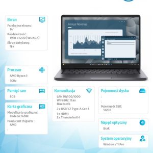 baselinker-1756548702.jpg Laptop Dell Pro 14 PC14255/AMD Ryzen 3 210/8GB/512GB SSD/14.0 FHD+/AMD Radeon 740M/FgrPr/Cam & Mic/WLAN + BT/Backlit Kb/3 Cell/W11Pro