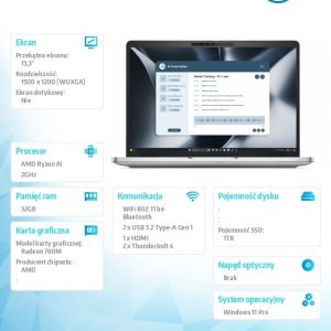 baselinker-1756548744.jpg Laptop Dell Pro 13 Plus PB13255/Ryzen AI 5 PRO 340/32GB/1TB SSD Gen4/13.3 FHD+/Radeon 760M/FgrPr&SmtCd/FHD/IR Cam/Mic/WLAN+BT/Backlit Kb/3 Cell/W11Pro