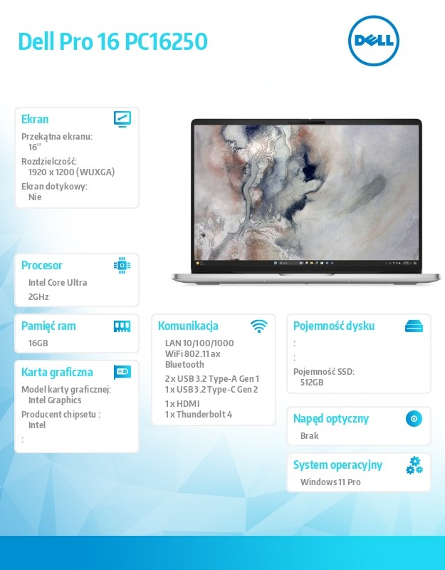 baselinker-1756549123.jpg Laptop Dell Pro 16 PC16250 W11P U5 235U/16GB/512GB SSD/16.0 FHD+/Int/FgrPr/FHD/IRCam/Mic/WLAN+BT/BcklKb/3C/vPro/3YPS Platinum