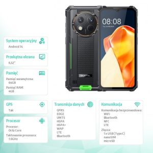 baselinker-1756645456.jpg Smartfon WP28E 4G 4/64GB IP69K Zielony