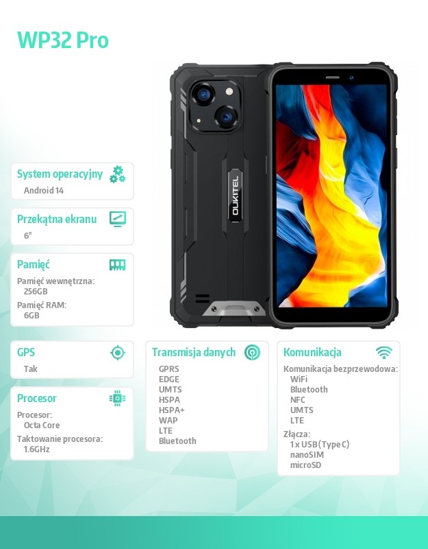 baselinker-1756645471.jpg Smartfon WP32 Pro 4G 6/256GB IP69K czarny
