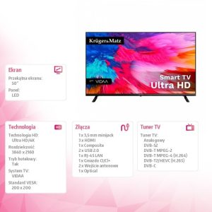 Telewizor 50 cali UHD VIDAA HEVC