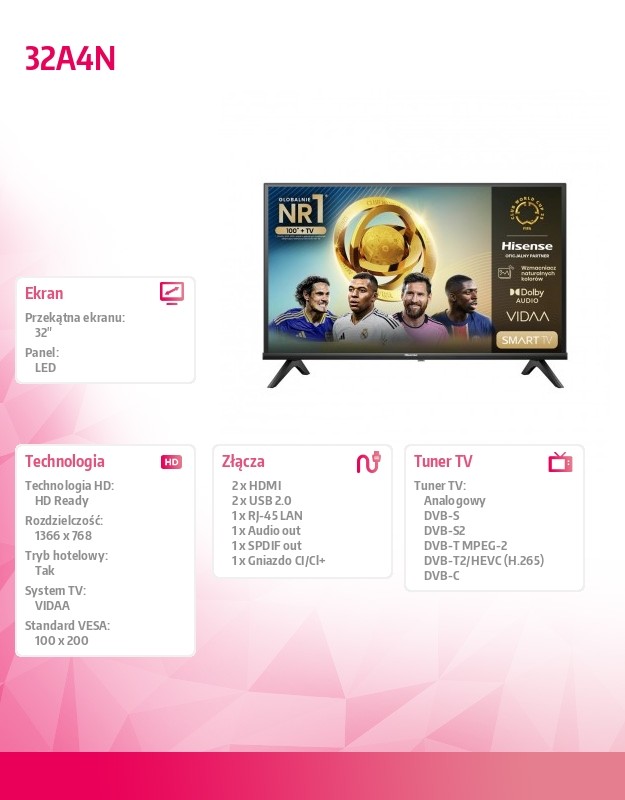 Telewizor LED 32 cale 32A4N