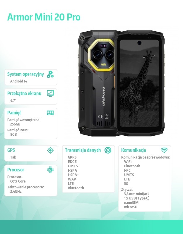 baselinker-1756645744-1.jpg Smartfon Armor Mini 20 Pro 4G 8/256GB IP69K Czarny