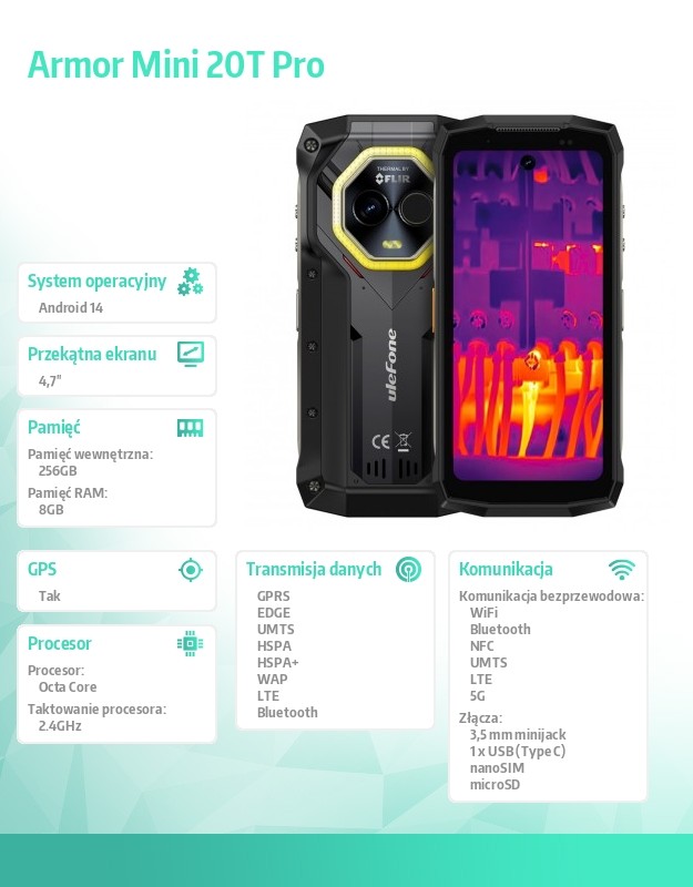baselinker-1756645764.jpg Smartfon Armor Mini 20T Pro 5G 4.7 cala 8/256GB IP69K termowizja Czarny