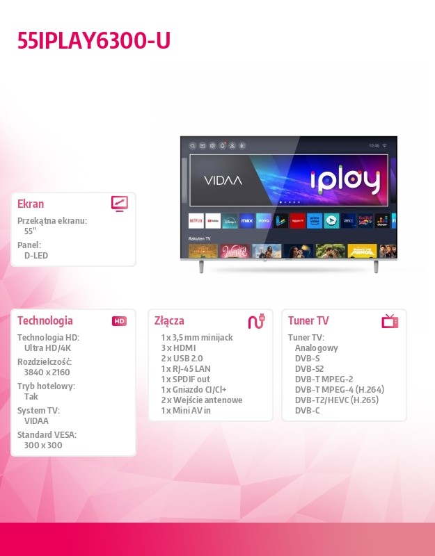 baselinker-1756646063.jpg Telewizor LED 55 cali 55IPLAY6300-U