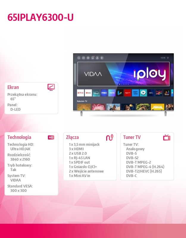 baselinker-1756646072.jpg Telewizor LED 65 cali 65IPLAY6300-U