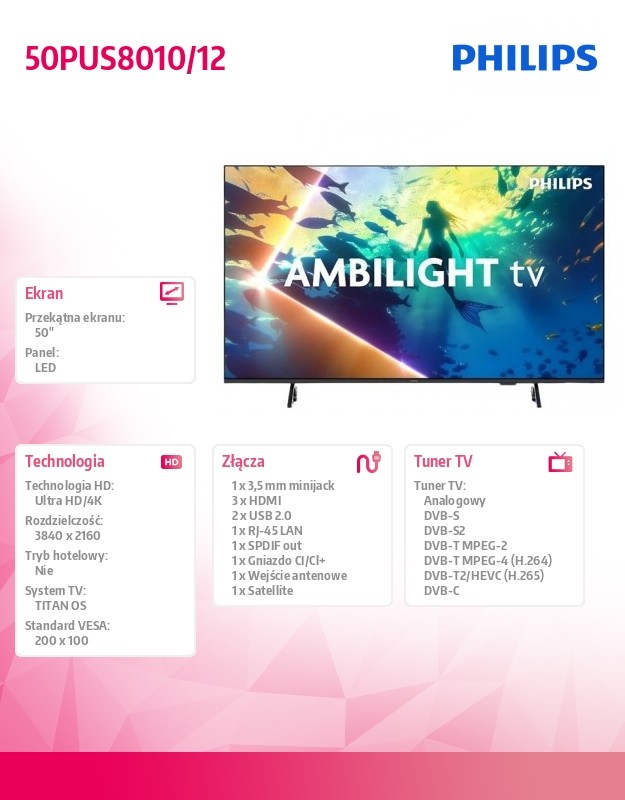 baselinker-1756646210.jpg Telewizor LED 50 cali 50PUS8010/12