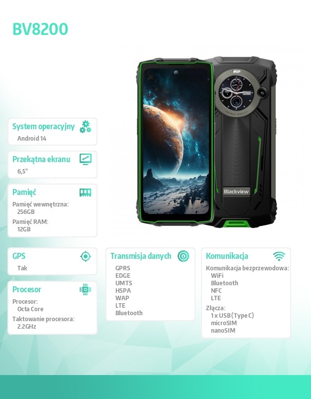 baselinker-1756646221.jpg Smartfon BV8200 12/256GB zielony