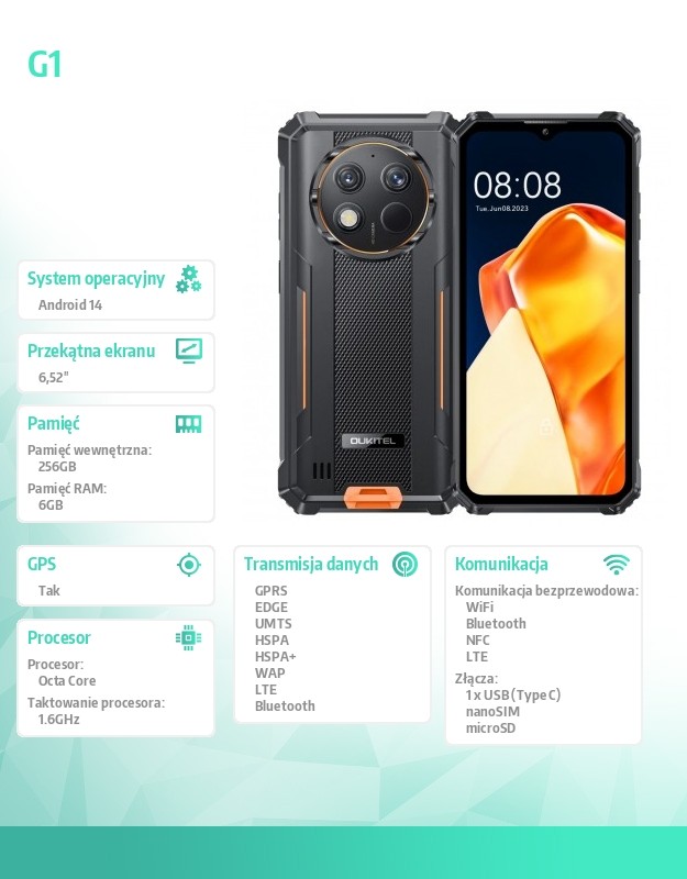 baselinker-1756646290.jpg Smartfon G1 4G 6/256GB IP69K pomarańczowy