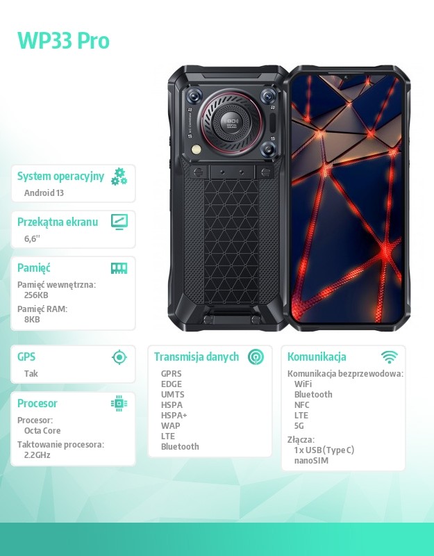 baselinker-1756646398.jpg Smartfon WP33 Pro 5G 8/ 256GB szary