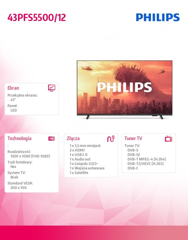 baselinker-1756646449-1.jpg Telewizor LED 43 cale 43PFS5500/12
