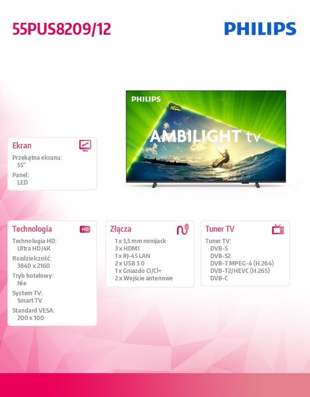 Telewizor 55 cali  LED 55PUS8209/12