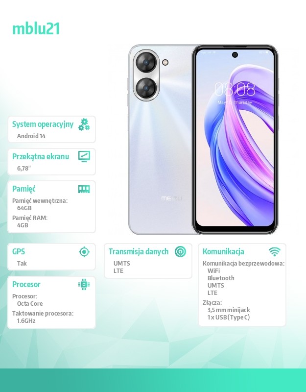 baselinker-1756646493.jpg Smartfon Mblu 21 4 GB / 64 GB Biały