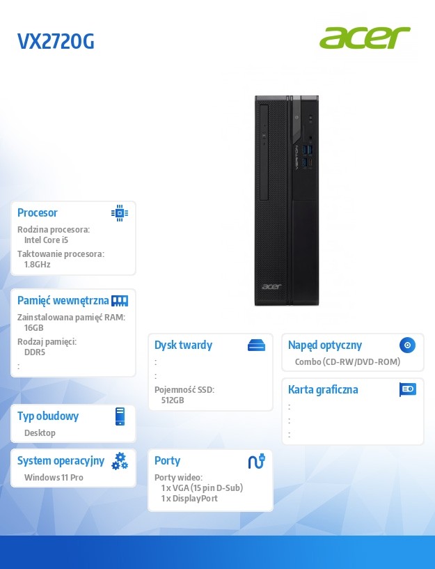 Komputer PC VX2720G VERITON i5-14400U/16GB/512SD/11P