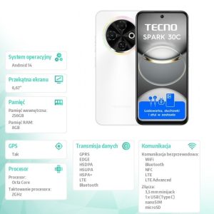 Smartfon Spark 30C 8/256 Orbit White