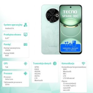 c589a56b6e621737073453d8ed34460b.jpg Smarfon Spark 30C 8/256 Magic Skin Green