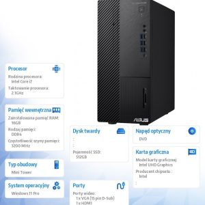 Komputer ExpertCenter D5 D500ME-713700280X - i7-13700 vPro/16GB/512GB/DVD-RW/W11 PRO