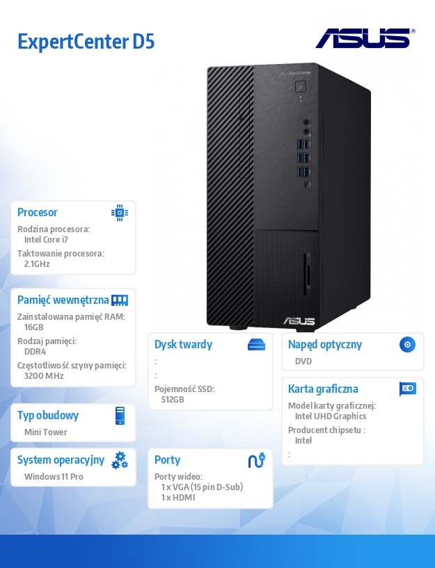 Komputer ExpertCenter D5 D500ME-713700280X - i7-13700 vPro/16GB/512GB/DVD-RW/W11 PRO