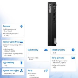dacf98f577f144c9b9e0e5d4c8954c81.jpg Komputer M70q Tiny G5 12TD000NPB W11Pro i3-14100T/8GB/256GB/INT/1YR Premier Support + 3YRS OS