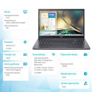 f54f06aba905921686db03ef37cb48d0.jpg Notebook Aspire 5 A515-57-713N i7-12650H 15.6" FHD 16GB 512GB NoOS szary