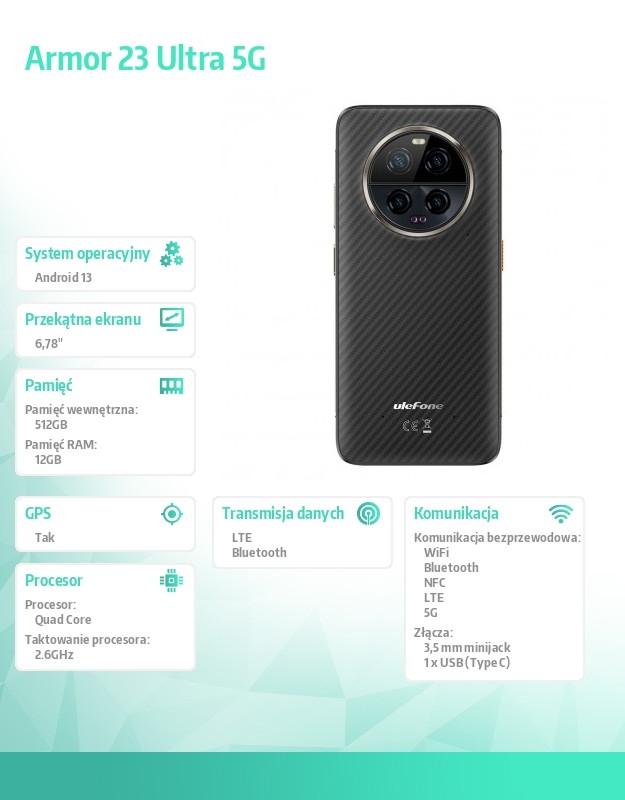 fcf5f6ceaf2a72d75f5cdaaf1bc27f1d.jpg Smartfon Armor 23 Ultra 5G 12/512GB IP69K Czarny