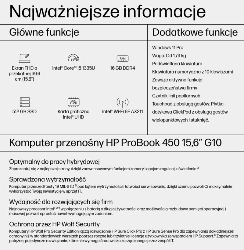 zdjecie-1754542842.jpg HP ProBook 450 G10 | i5-1335U | 16GB DDR4 | 512GB SSD | Win11 Pro