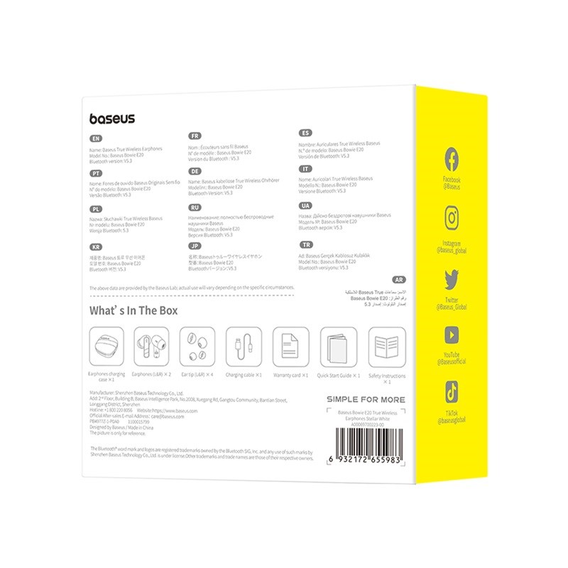 zdjecie-1754543960.jpg Baseus Bowie E20 | BT 5.3 | Słuchawki douszne białe IPX5