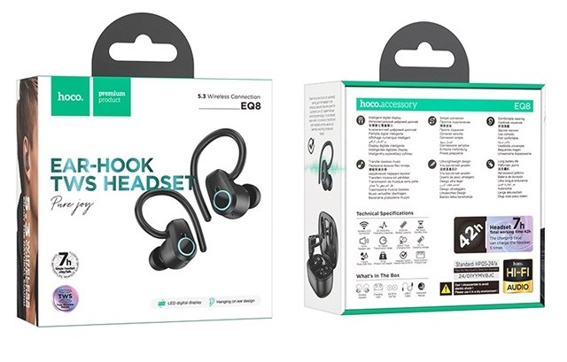 zdjecie-1754544017-2.jpg Hoco EQ8 Pure Joy | Słuchawki bezprzewodowe Bluetooth 5.3 | Douszne z etui 500 mAh