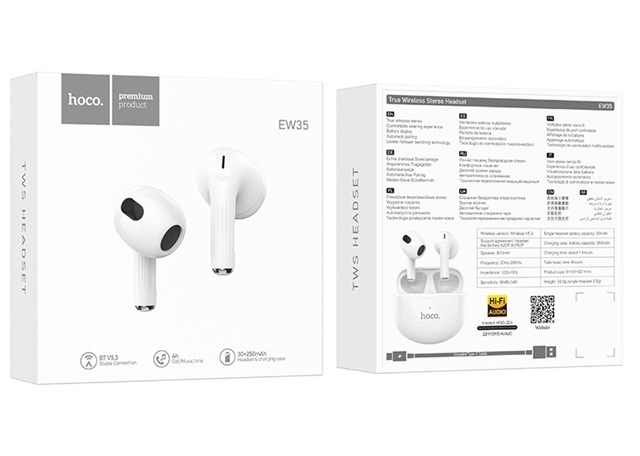 Hoco EW35 Sonido | Słuchawki bezprzewodowe dokanałowe | Biały