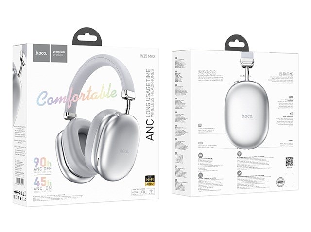 Hoco W35 Max Auspicious ANC | Słuchawki bezprzewodowe | Srebrny