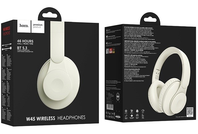 zdjecie-1754544109-3.jpg Hoco W45 Enjoy | Nauszne | Bluetooth 5.3 | 46h pracy | Białe