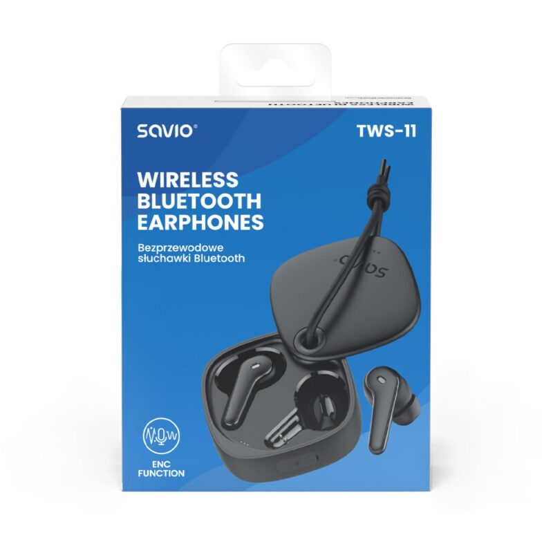 SAVIO TWS-11 | Słuchawki bezprzewodowe Bluetooth 5.3 | ENC i QC