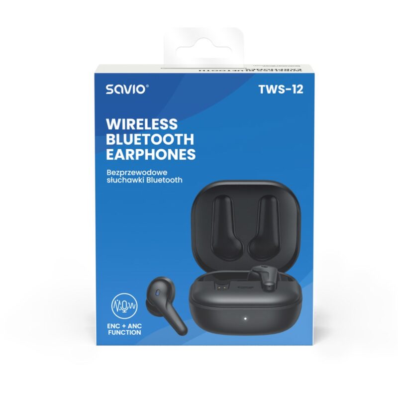 zdjecie-1754544189-1.jpg SAVIO TWS-12 | Bluetooth 5.3 | ANC i ENC | Słuchawki True Wireless