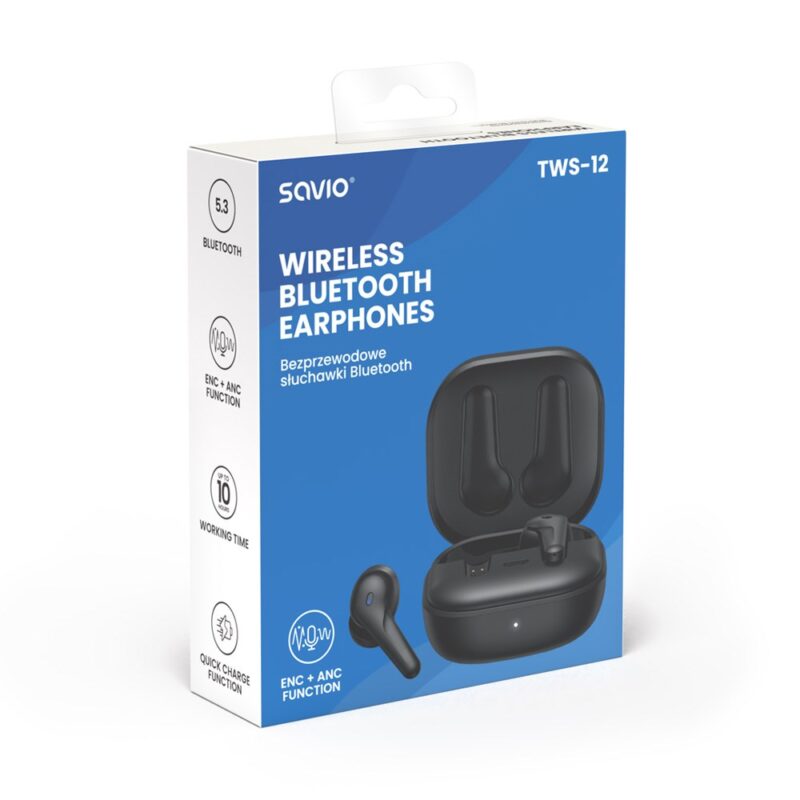 zdjecie-1754544190.jpg SAVIO TWS-12 | Bluetooth 5.3 | ANC i ENC | Słuchawki True Wireless