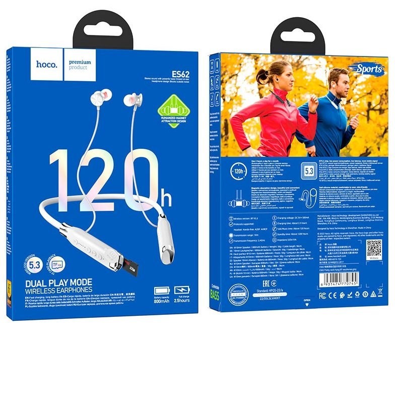 Hoco ES62 | 120h pracy | Bluetooth 5.3 | Słuchawki na szyję
