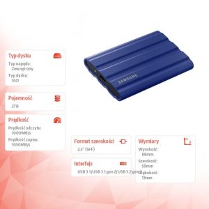 Dysk SSD T7 Shield 2TB USB 3.2, niebieski
