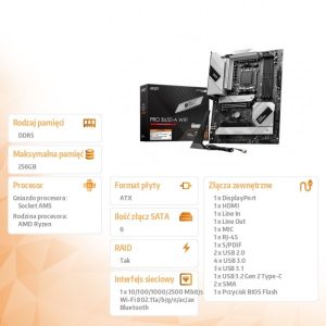 1705d087944cfdb1e1a5258b823b5be2.jpg Płyta główna PRO B650-A WIFI AM5 4DD 5 HDMI/DP mATX