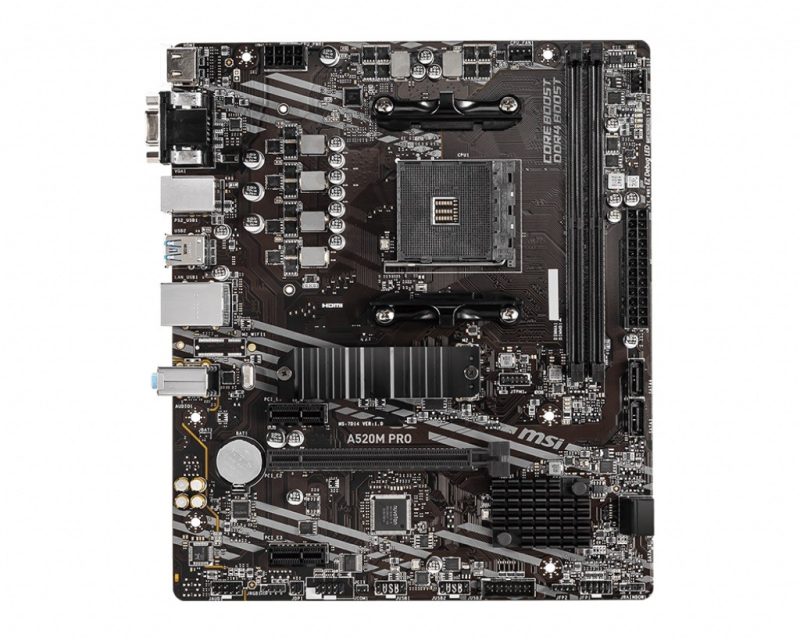1706edde40cdeb2935b14b98f5ee5cba.jpg Płyta główna A520M PRO AM4 2DDR4 DP/VGA/HDMI USB 3.2 mATX