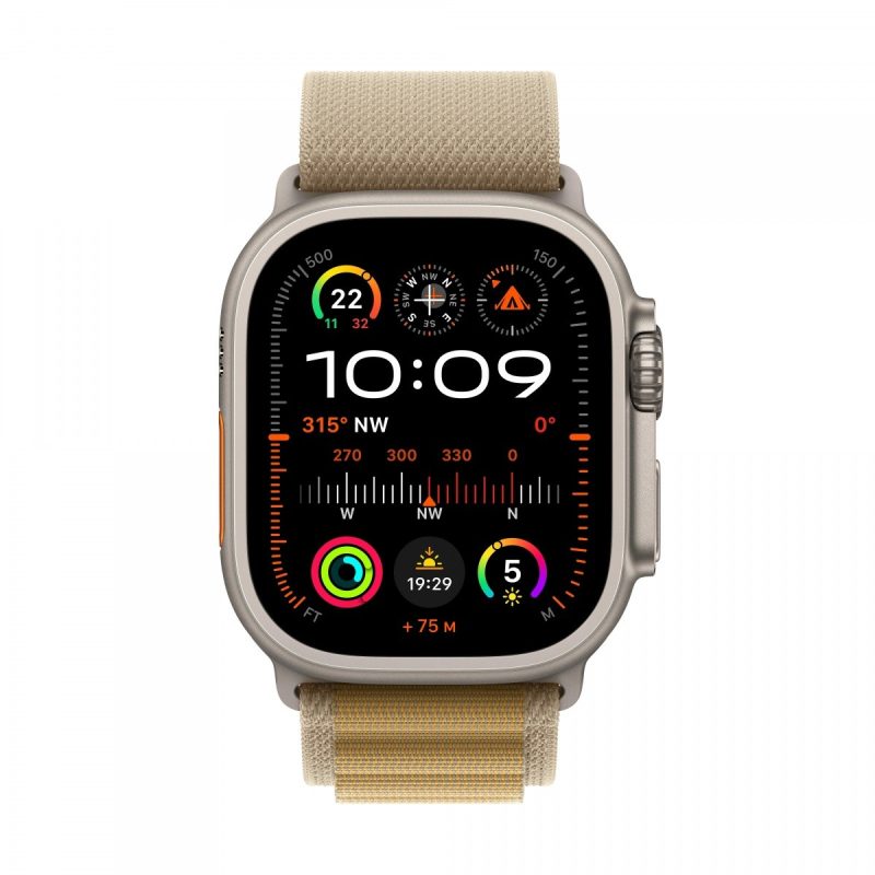 2ce6d8104b372c18f390e63fd34cd829.jpg Watch Ultra 2 GPS + Cellular, koperta 49 mm z tytanu w kolorze naturalnym z opaską Alpine M w kolorze beżowym