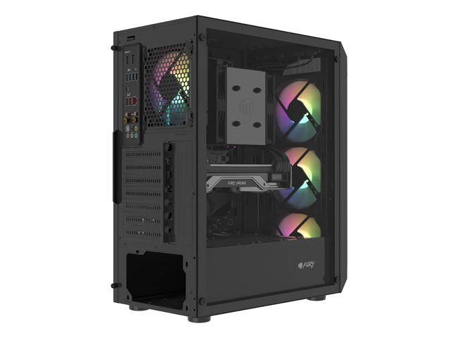2f6b01cdcead375f329003d5c4e39b8b.jpg Obudowa Fury Shobo SH4F RGB Midi Tower z oknem Czarna