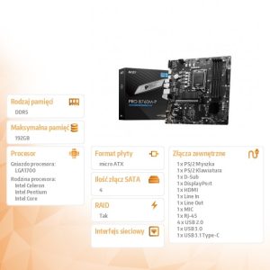 Płyta główna PRO B760M-P s1700 4DDR5 DP/HDMI 2M.2 mATX