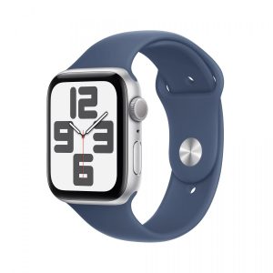 6ffc4e57c7ac215733d5b128dcc21a29.jpg Watch SE GPS, koperta 44 mm z aluminium w kolorze srebrnym z paskiem sportowym w kolorze denim - rozmiar M/L