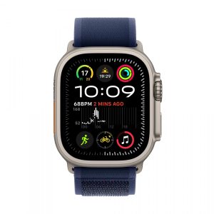 736d729cba6429657a5b32e75dd8101a.jpg Watch Ultra 2 GPS + Cellular, koperta 49 mm z tytanu w kolorze naturalnym z opaską Trial S/M w kolorze niebieskim