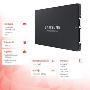 Dysk SSD PM893 DCT 7680GB MZ7L37T6HBLA-00W07 SATA