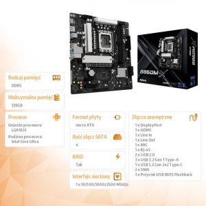 7d553280767df2b7c696fc854761fb8b.jpg Płyta główna B860M-X s1851 4DDR5 mATX